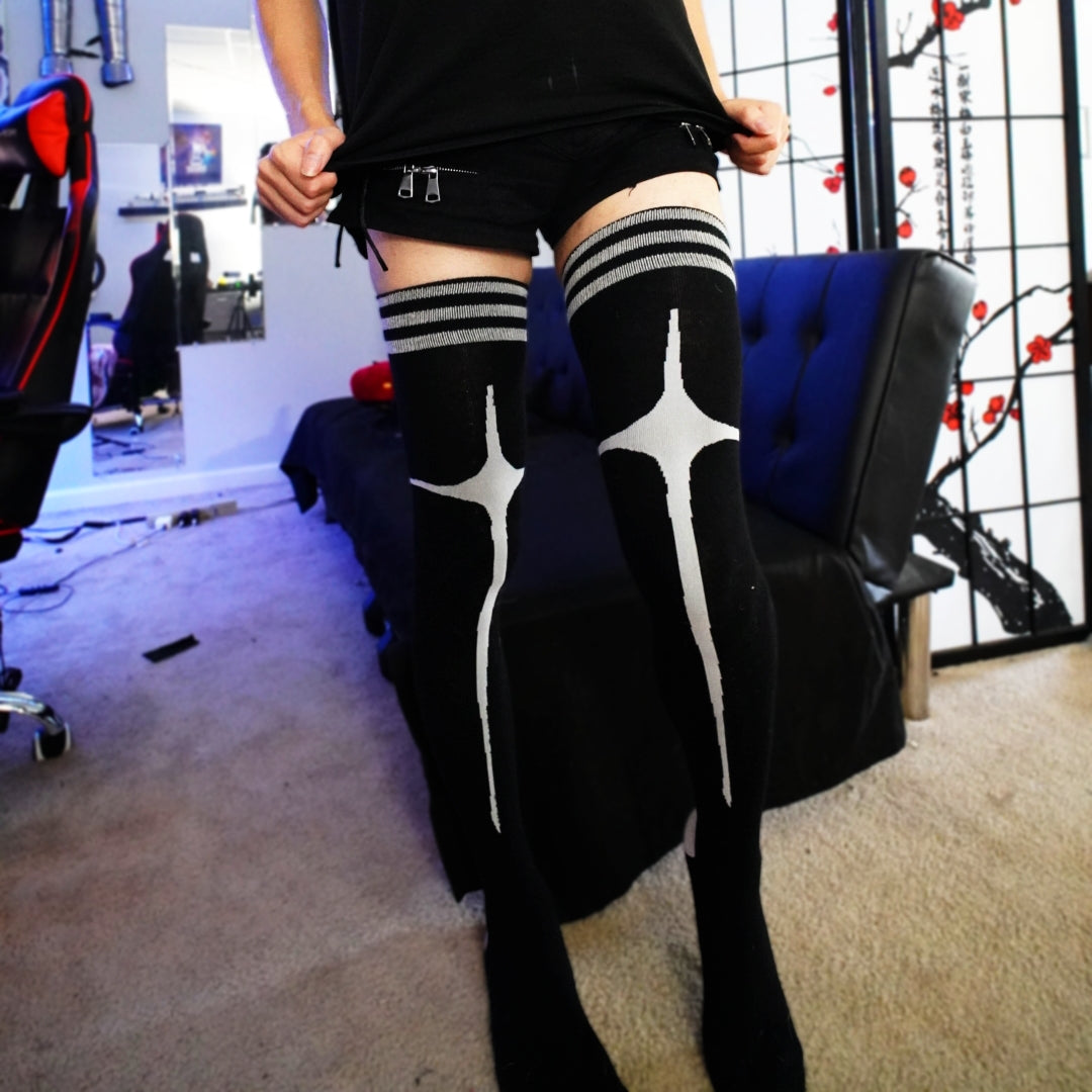 Star Thigh Highs White